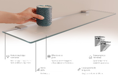 Steklena polica za kopalnico Polprosojna