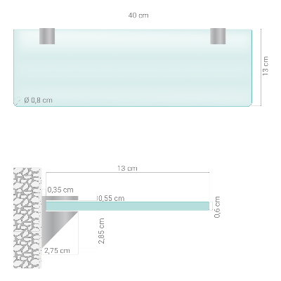 Steklena polica za kopalnico Polprosojna