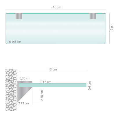 Steklena polica za kopalnico Polprosojna