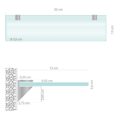 Steklena polica za kopalnico Polprosojna