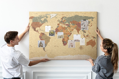 Plošča iz plute Vintage svetovni zemljevid