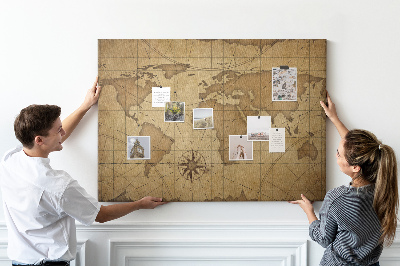 Plošča iz plute Vintage svetovni zemljevid