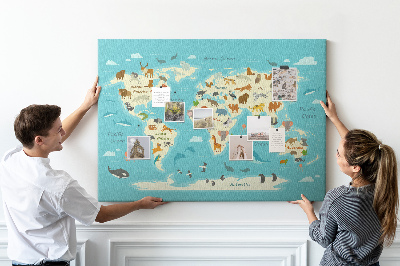Plošča iz plute Zemljevid sveta živali