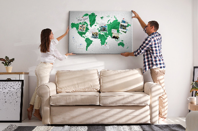 Plošča iz plute Akvarelni zeleni zemljevid