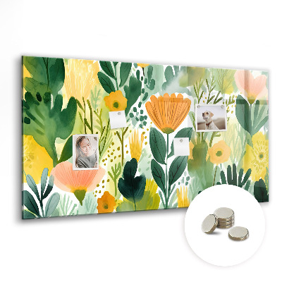 Stenska magnetna tabla Akvarelne rože