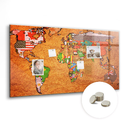 Magnetna tabla za decu Zemljevid sveta z zastavami