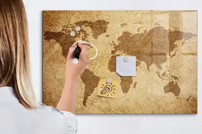 Magnetna tabla za pisanje z motivom starega zemljevida sveta