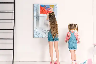 Piši briši tabla z motivom skice cvetlice