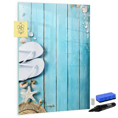 Tabla piši-briši z motivom modrih desk na plaži