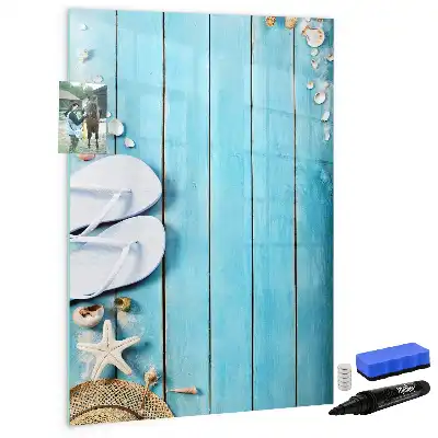 Tabla piši-briši z motivom modrih desk na plaži
