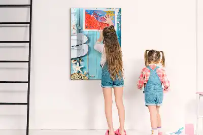 Tabla piši-briši z motivom modrih desk na plaži