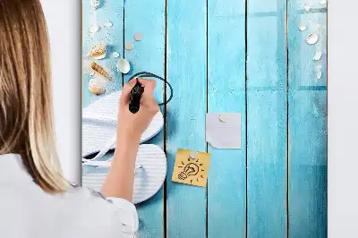 Tabla piši-briši z motivom modrih desk na plaži