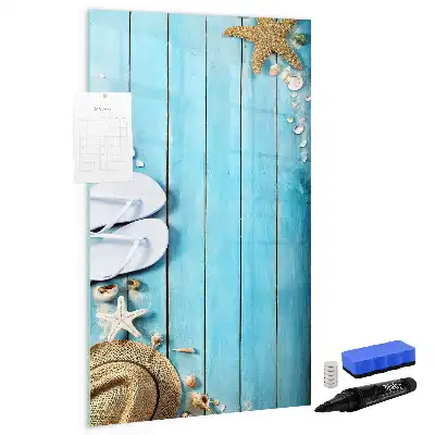 Tabla piši-briši z motivom modrih desk na plaži