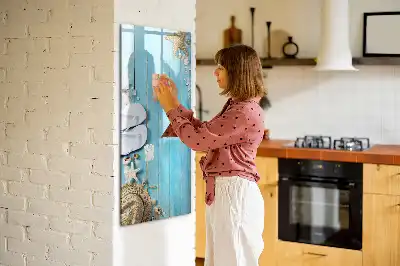 Tabla piši-briši z motivom modrih desk na plaži
