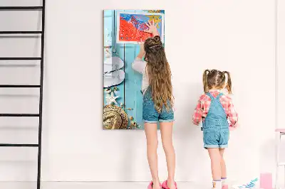 Tabla piši-briši z motivom modrih desk na plaži