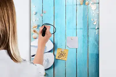 Tabla piši-briši z motivom modrih desk na plaži