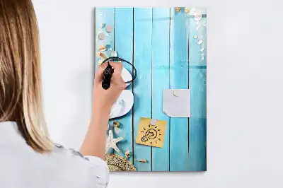 Tabla piši-briši z motivom modrih desk na plaži