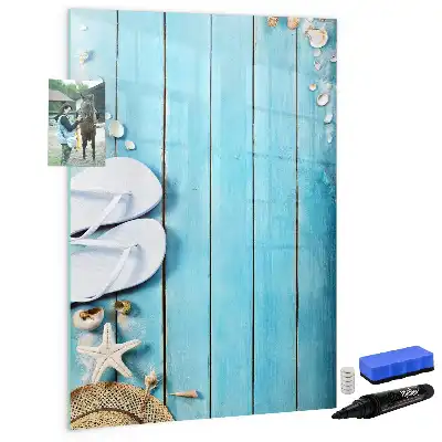 Tabla piši-briši z motivom modrih desk na plaži