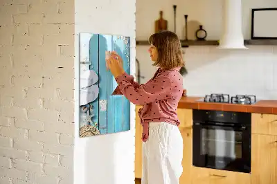 Tabla piši-briši z motivom modrih desk na plaži