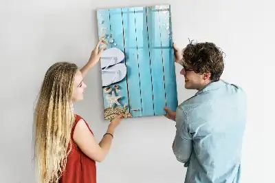 Tabla piši-briši z motivom modrih desk na plaži