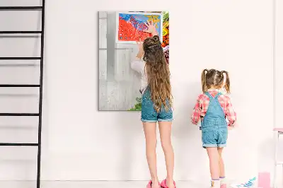 Piši briši tabla z motivom zelenjave na leseni podlagi