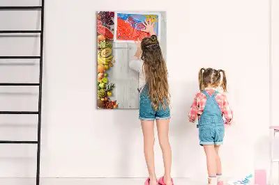 Tabla za pisanje z motivom zelenjave na lesu