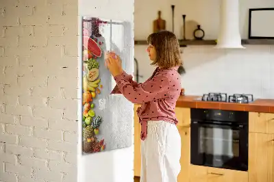 Tabla za pisanje z motivom zelenjave na lesu