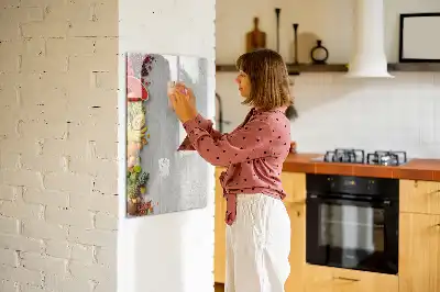Tabla za pisanje z motivom zelenjave na lesu