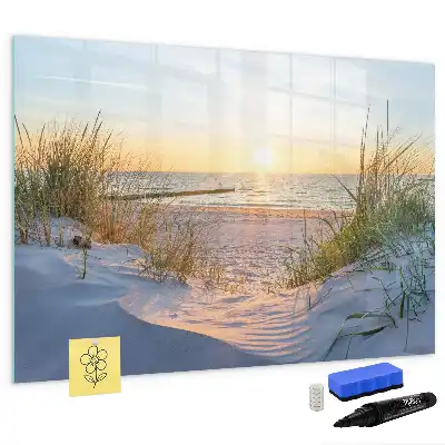 Magnetna tabla piši-briši z motivom sončnega zahoda na plaži