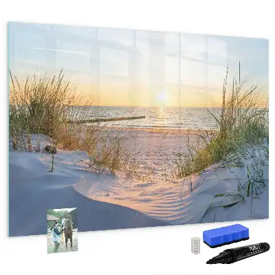 Magnetna tabla piši-briši z motivom sončnega zahoda na plaži