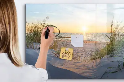 Magnetna tabla piši-briši z motivom sončnega zahoda na plaži