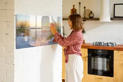 Magnetna tabla piši-briši z motivom sončnega zahoda na plaži