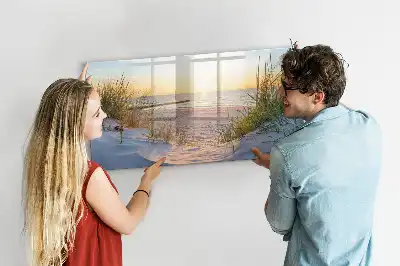 Magnetna tabla piši-briši z motivom sončnega zahoda na plaži