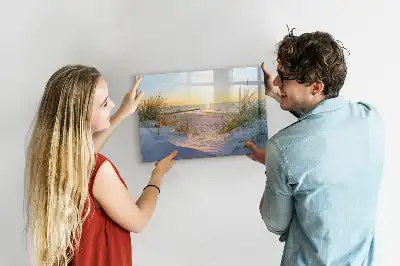 Magnetna tabla piši-briši z motivom sončnega zahoda na plaži