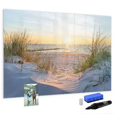 Magnetna tabla piši-briši z motivom sončnega zahoda na plaži