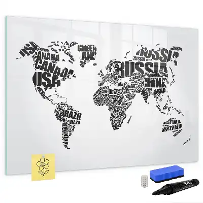 Magnetna tabla za risanje z motivom zemljevida sveta