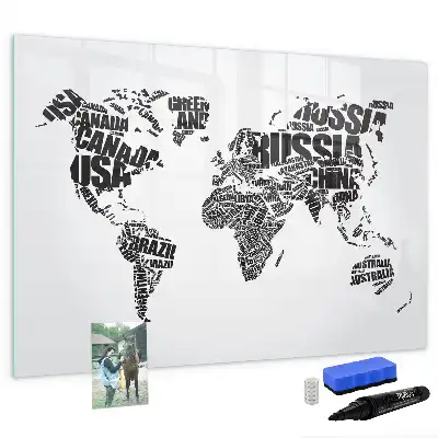 Magnetna tabla za risanje z motivom zemljevida sveta