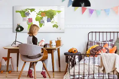 Akvarelni zemljevid sveta magnetna tabla za risanje