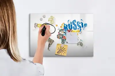Magnetna tabla piši-briši z motivom zemljevida sveta