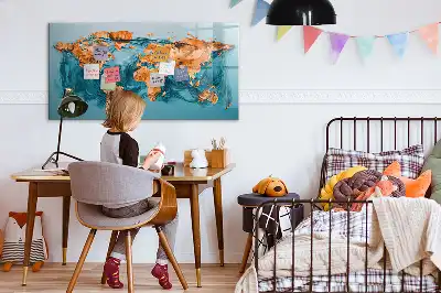Magnetna tabla za risanje z motivom abstraktnega zemljevida sveta