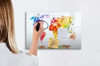 Akvarelni zemljevid sveta magnetna tabla za risanje