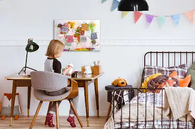Akvarelni zemljevid sveta magnetna tabla za risanje