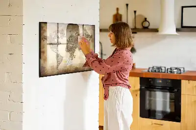 Stari zemljevid sveta magnetna tabla za risanje