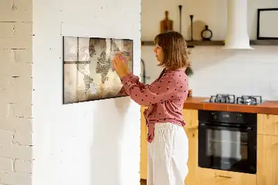 Stari zemljevid sveta magnetna tabla za risanje