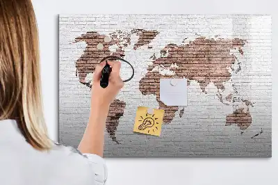 Magnetna piši-briši tabla z motivom zemljevida sveta na opeki
