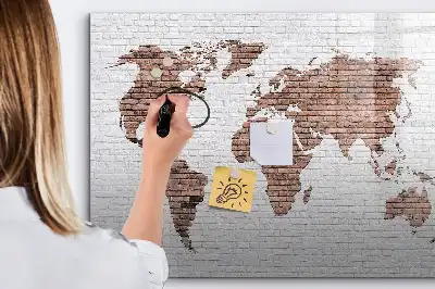 Magnetna piši-briši tabla z motivom zemljevida sveta na opeki
