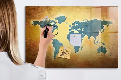 Stari zemljevid sveta magnetna tabla za risanje
