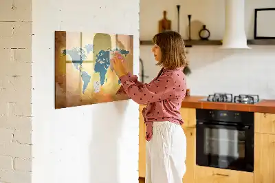 Stari zemljevid sveta magnetna tabla za risanje