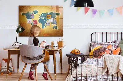 Stari zemljevid sveta magnetna tabla za risanje