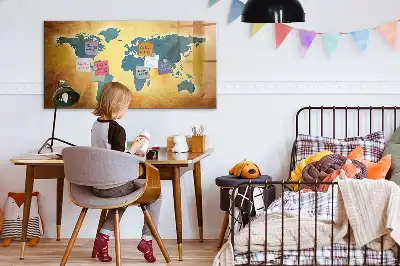 Stari zemljevid sveta magnetna tabla za risanje